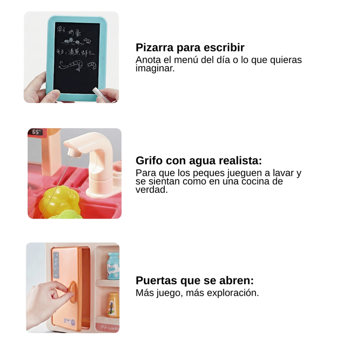 Cocina Juguete Grande Para Niños Regalo Set Juego 36pcs Rosa