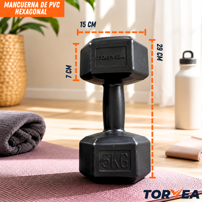 Set X2 Mancuerna Hexagonal 5 Kg C/u Pesas Fitness Gimnasio