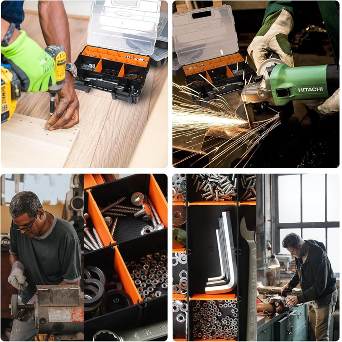 Organizador Plástico Juego 4 Pzas Herramienta Compartimiento - Negro