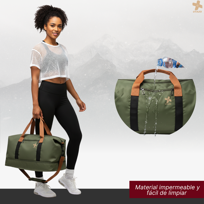 Bolso Deportivo Gym Viaje Impermeable Verde Militar 25l - Verde Oscuro - Lisa