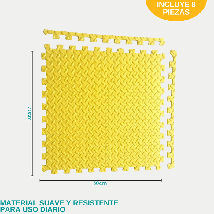 Alfombra Antigolpes Bebé Eva 8 Piezas Colores Puzzle 30x30 Multicolor Lisa