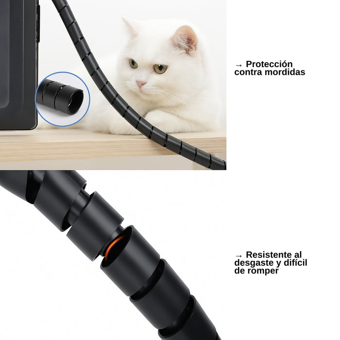 Organizador De Cables En Espiral 2 Metros Negro