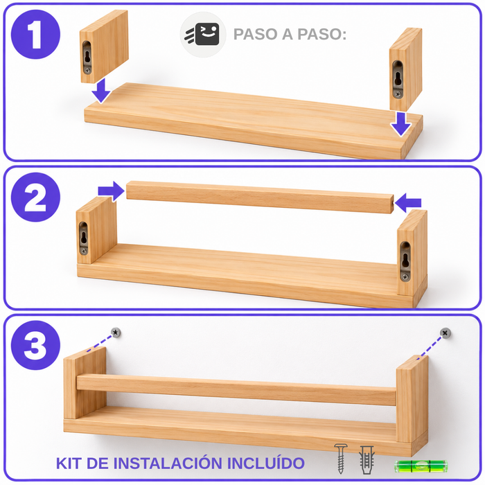 Repisas Flotantes Set 4 Tipo Madera Para Pared