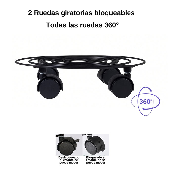 2 Soportes De Base De Maceta De Metal Con Ruedas