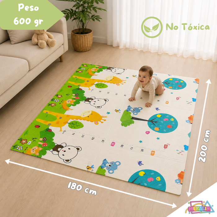 Alfombra Antigolpes Plegable Para Bebés 200x180 Reversible