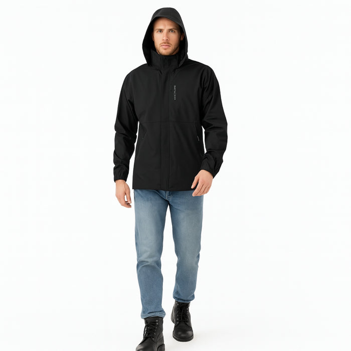 Chaqueta Corta Viento Termica Impermeable Outdoor Hombre Cierre Con Gorro