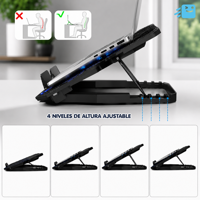 Base Ventilador Notebook Enfriador Gamer Laptop 15.6,16,17