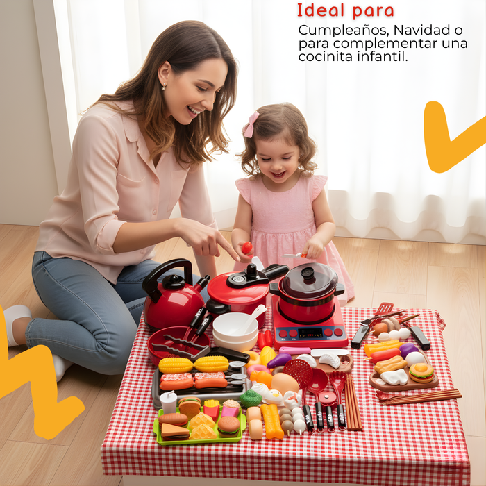 Set De Cocina De Juguete 61pcs Niños Juego De Mini Chef Rojo