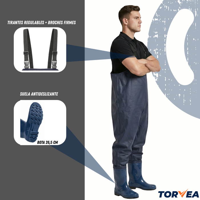 Traje De Pesca Wader Impermeable Con Botas Antideslizante Talla 44
