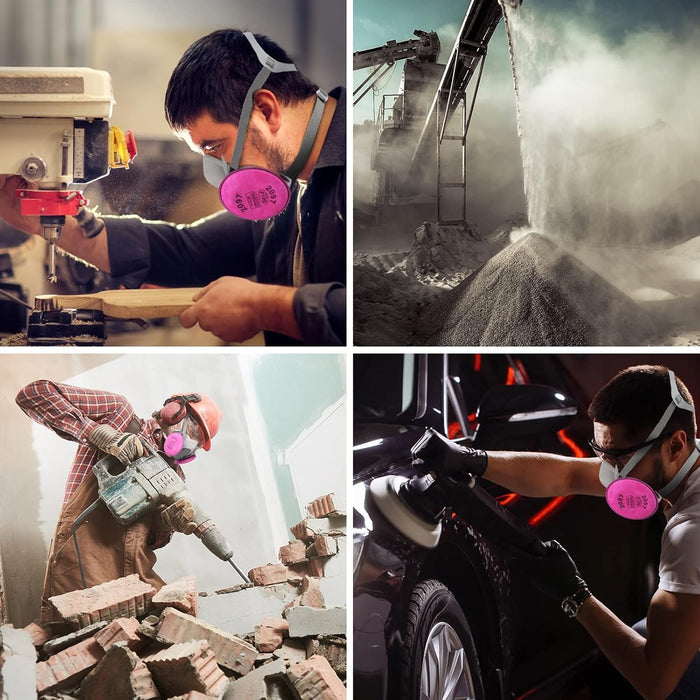 Mascara Respirador Reutilizable Antipolvo Quimicos 4 Filtros