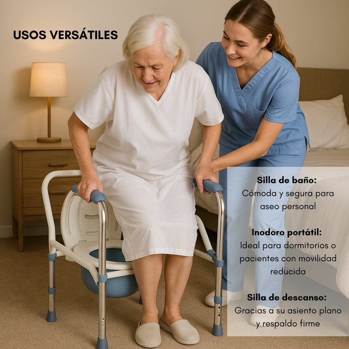 Silla Inodoro Baño Portátil Agarradera Adulto Mayor Ajustable Heizen