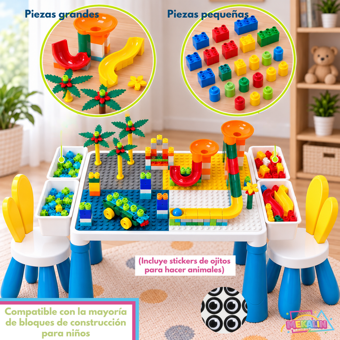 Mesa Didáctica Infantil 2 Sillas Bloques De Construcción