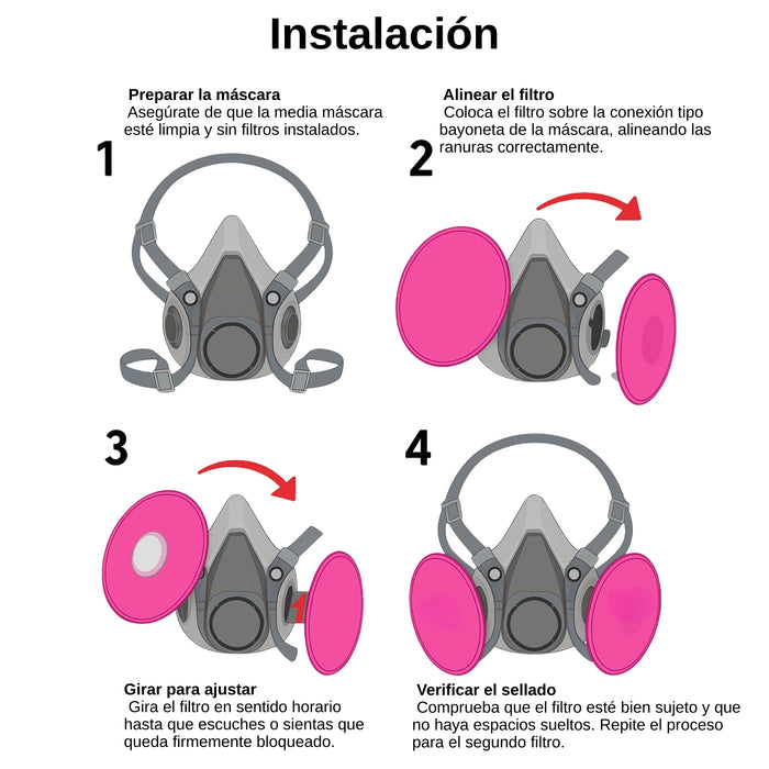 Filtro Para Particulas Respirador Mascara 3m 2091 P100 Para Semimascara 6200/6800 Telotenemos Color Rosado