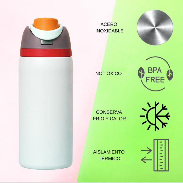 Botella De Agua 1000ml Termo Acero Inoxidable Térmico Beige
