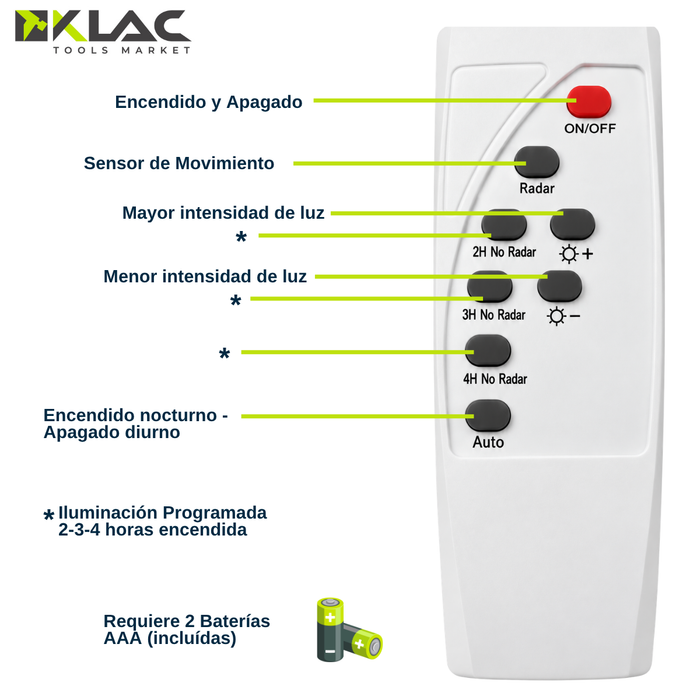 Foco Solar Led Exterior Sensor Control Remoto Ip67