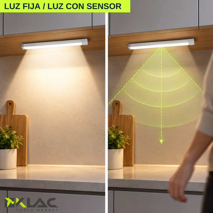 Luz Led Barra Magnética Sensor Movimiento Recargable 20 Cm