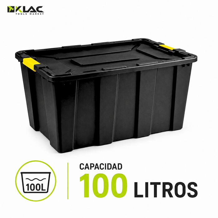 Caja Plástica Organizadora Baul 100 Litros Con Tapa Multiuso