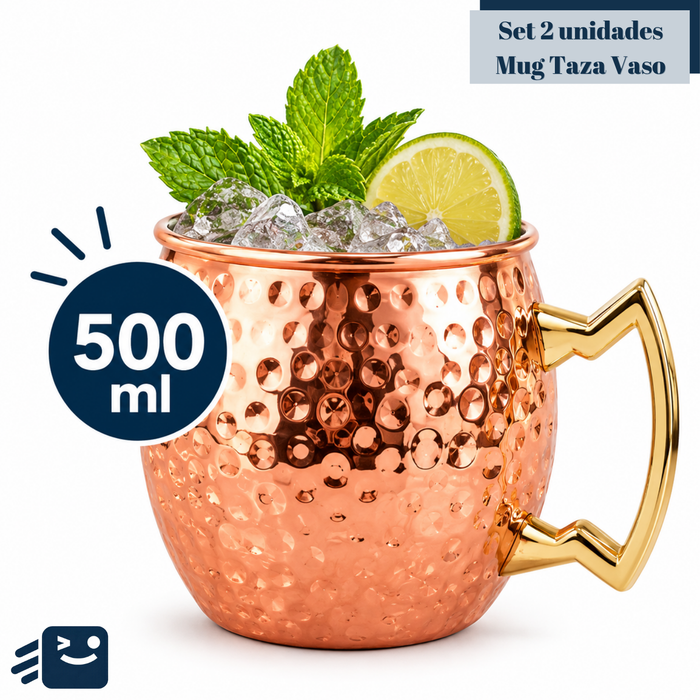 Set De 2 Mugs De Cobre Tragos Moscow Mule Mojito Bar