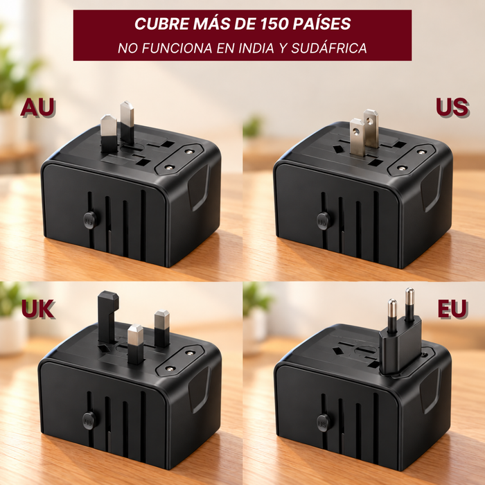 Enchufe Adaptador De Viaje Universal Todo En Uno 3usb+type C