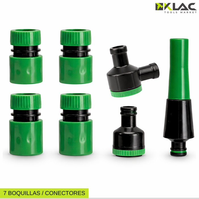 Manguera Jardín Riego Agua 1/2 Pulgadas 50m Con Acoples Verde