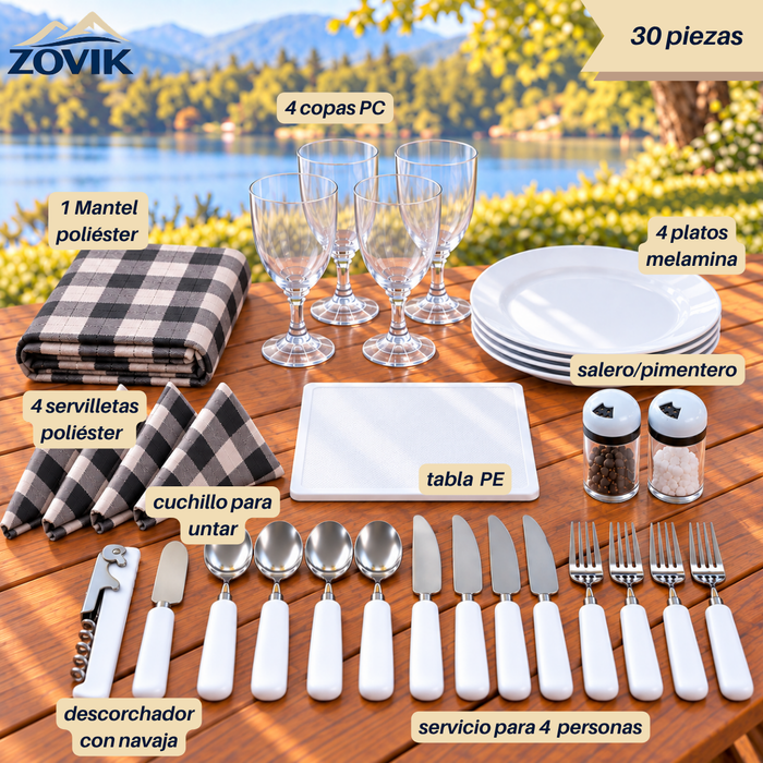 Mochila Picnic 30 Utensilios Para 4 Personas Outdoor
