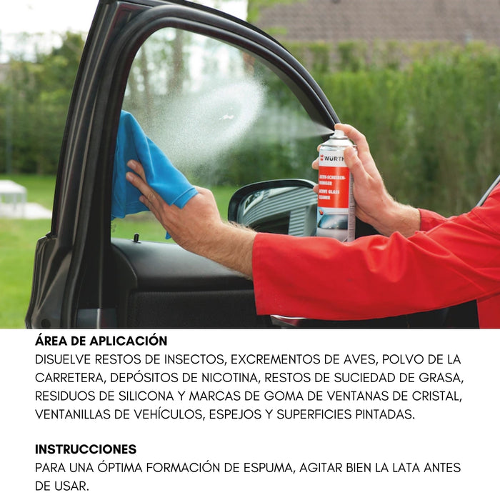 Pack 2 Limpiador Activo Vidrios Wurth 500ml Espuma Limpieza