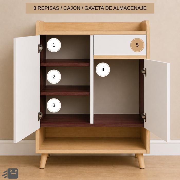 Zapatera Organizadora De Zapatos 2 Puertas Estante 61cm