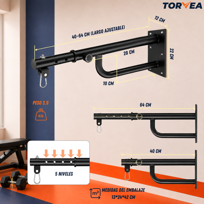 Base Soporte Saco Boxeo Extendible Barra Colgante Pared 150 Kg