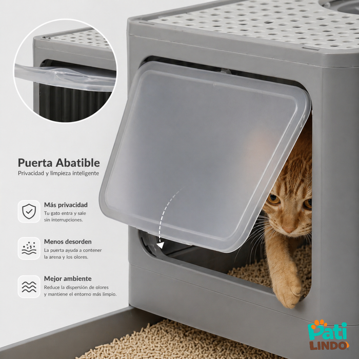 Arenero Gato Cerrado Baño Sanitario Con Tapa Y Pala Grande