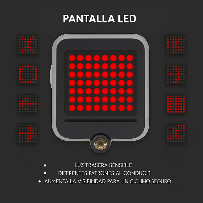 Luz De Bicicleta Led Trasera Inteligente Control Direccional