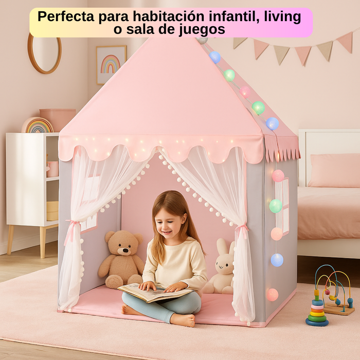 Carpa Infantil Tipo Casa Niñas Niños Plegable Con Guirnalda