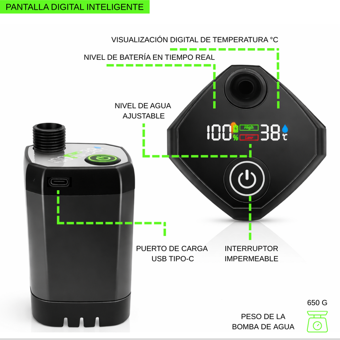 Ducha Camping Portátil 20l Regadera Recargable Led Accesorio Negro