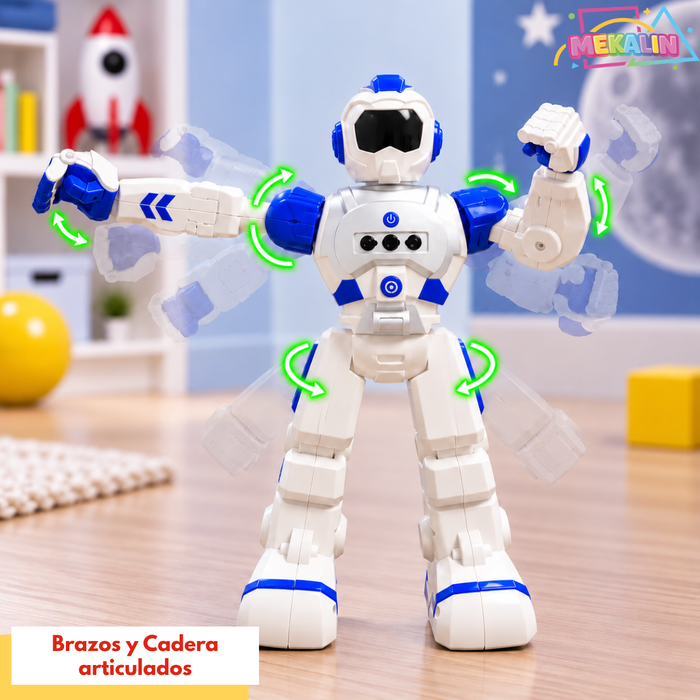 Robot Inteligente Juguete Niños Control Remoto Luz sonido Programable Con Sensor De Gestos Movimiento Visor LED Música Baile Batería Recargable