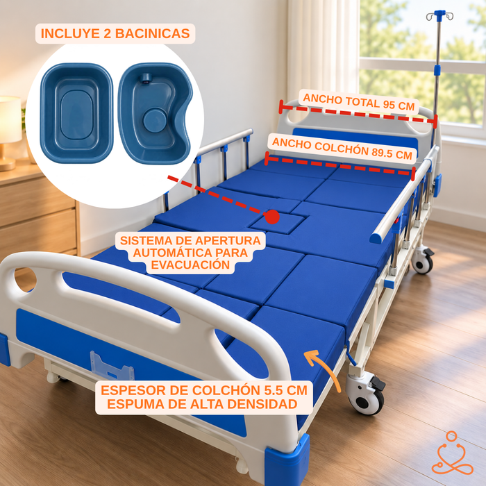 Cama Clínica Catre Eléctrico 260kg Colchón Bandeja Y Control Remoto