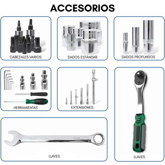 Caja De Herramientas Dados Y Llaves 216 Piezas Maleta
