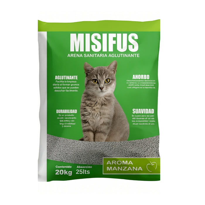 Arena Sanitaria Aglutinante Misifus 20kg Aroma Manzana