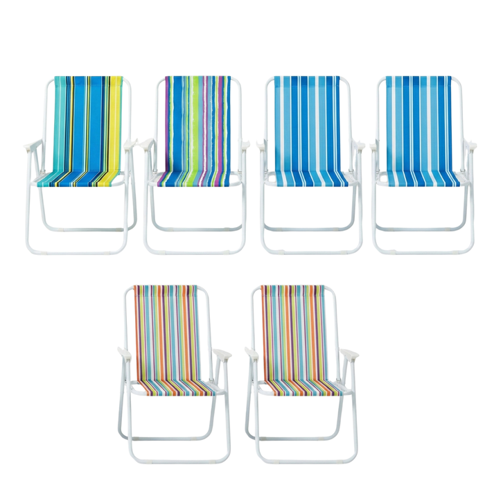 Pack X6 Silla Camping Plegable Playa Piscina Portátil Rayas Colores Surtidos