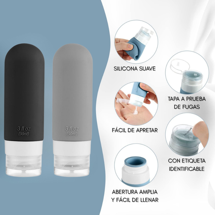 Set Botella De Viaje Dispensadora 10 Contenedores Accesorios