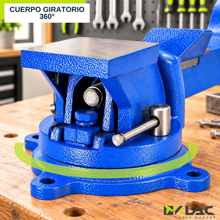 Tornillo De Banco Mecánico 8" Base Giratoria Tornillo Morsa Para Taller