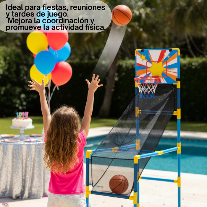 Aro Tablero Basquetbol Para Niños Con Balones Inflador Juego