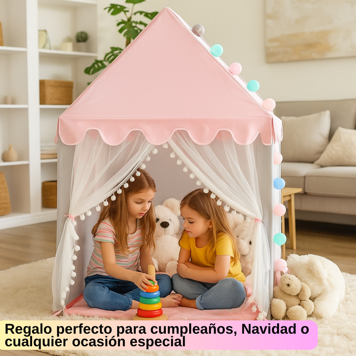 Carpa Infantil Tipo Casa Niñas Niños Plegable Con Guirnalda