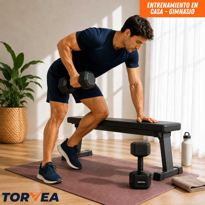 Set X2 Mancuerna Hexagonal 10 Kg C/u Pesas Fitness Gimnasio