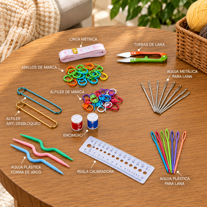 Set Estuche Crochet Silicona Tejidos Palillos Para Tejer 105 accesorios