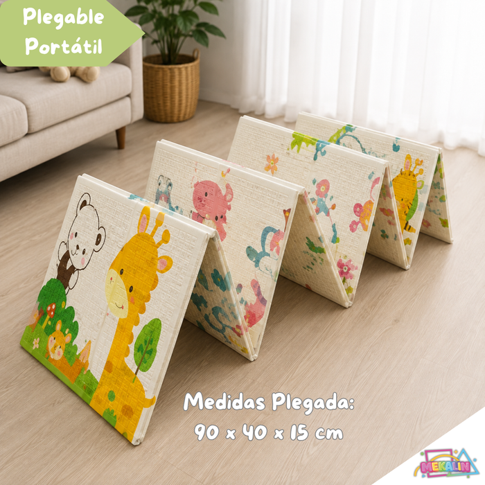 Alfombra Antigolpes Plegable Para Bebés 200x180 Reversible