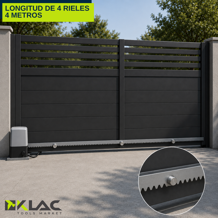 Kit 4 Cremallera Riel Acero Portones Eléctricos 1 Metro C/u
