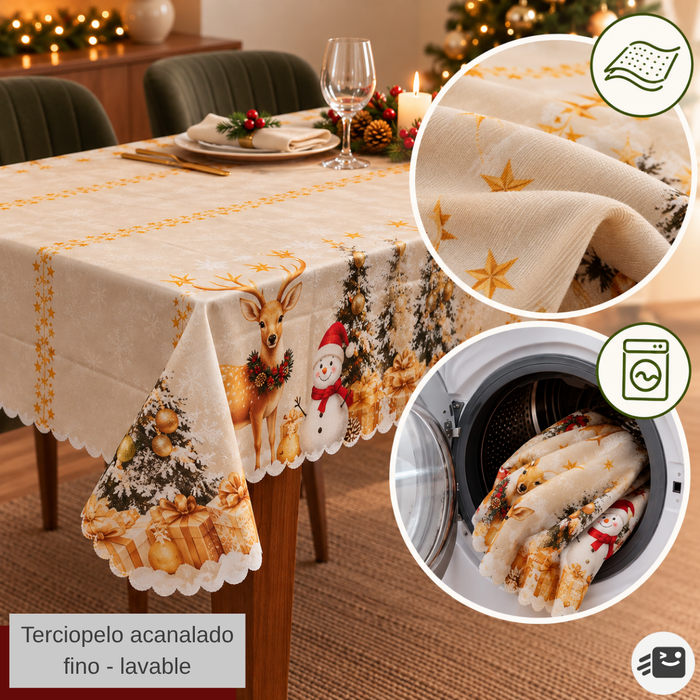 Mantel Navideño Mesa Decoración Navidad 145x200cm Fiestas