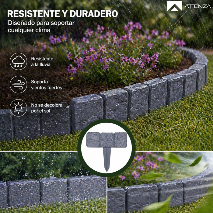 Borde Cerca Jardín Valla Estacas Diseño Piedra Adoquín 20 Pz