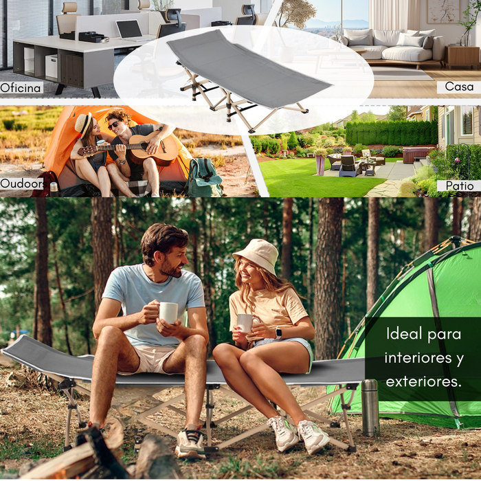 2 Catre Cama De Campaña Camping Plegable Portátil Sencilla Gris Oscuro