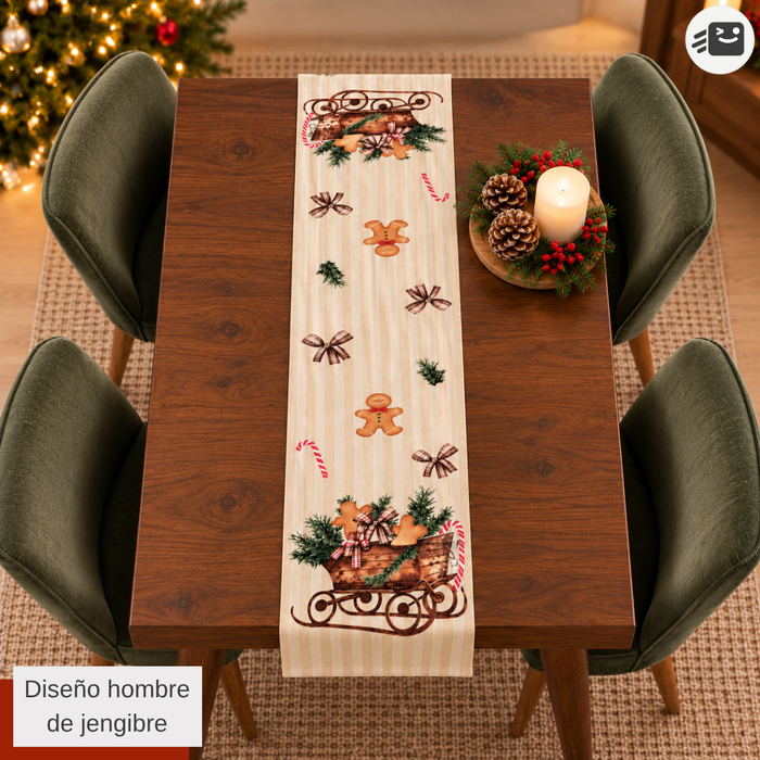 Camino De Mesa Navideño 180x30 Cm Decorativo Mantel Comedor