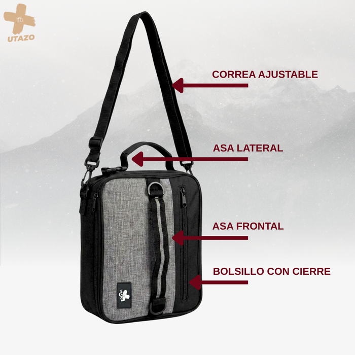 Lonchera Térmica Impermeable Correa Ajustable Expandible Gris